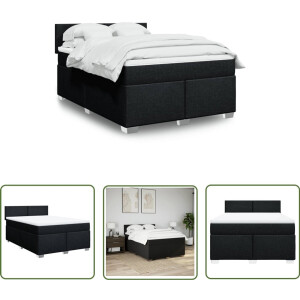 vidaXL Matras - Boxspring - Boxspring met matras stof zwart 140x190 cm - Bed Frame - Hoofdbord - Zwarte Boxspring