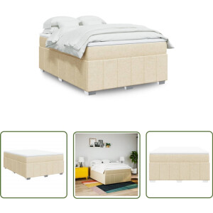 vidaXL Tweepersoonsbed - Boxspring - Boxspring met matras stof crèmekleurig 160x200 cm - Boxspringbed - Slaapcomfort - Pocketveringmatras