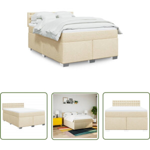 vidaXL Boxspringbed - Boxspring - Boxspring met matras stof crèmekleurig 160x200 cm - Matras - Pocketveringmatras - Creme Kleurig
