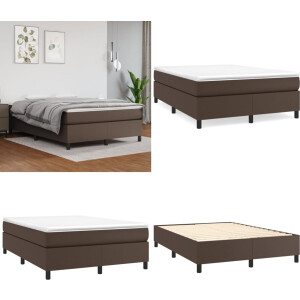 vidaXL - Boxspring - bed - kunstleer - bruin - 140x190 - cm
