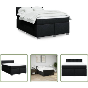 vidaXL Matras - Boxspring - Boxspring met matras stof zwart 140x190 cm - Slaapcomfort - Bed Frame - Bedroom Furniture