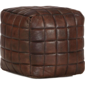 vidaXL - Poef - 40x40x40 - cm - echt - geitenleer - donkerbruin