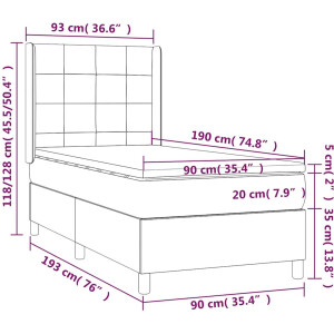 vidaXL - Boxspring - met - matras - stof - zwart - 90x190 - cm