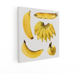Artaza Canvas Schilderij Bananen - 90x90 cm - Wanddecoratie Fruit - Muurdecoratie Vintage Botanisch - Decoratie Keuken - Schilderijen Op Canvas Geel