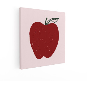 Artaza Canvas Schilderij Rode Appel - 70x70 cm - Wanddecoratie Keuken - Muurdecoratie Fruit - Decoratie Kinderkamer - Schilderijen Op Canvas