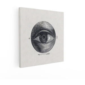 Artaza Canvas Schilderij Vintage Illustratie van een Menselijk Oog met Wetenschappelijke Annotaties en Pijl - 40x40 cm - Wanddecoratie Woonkamer - Schilderijen - Muurdecoratie