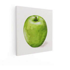 Artaza Canvas Schilderij Appel - 40x40 cm - Wanddecoratie Fruit Aquarel - Muurdecoratie Keuken - Schilderijen Op Canvas - Groen