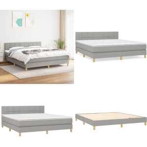 vidaXL Boxspring met matras stof lichtgrijs 180x200 cm - Boxspring - Boxsprings - Bed - Slaapmeubel