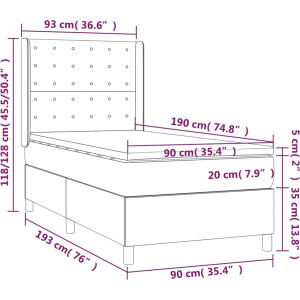 vidaXL - Boxspring - met - matras - stof - blauw - 90x190 - cm