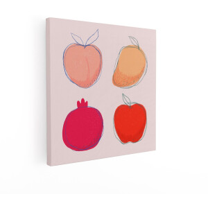 Artaza Canvas Schilderij Fruit - 90x90 cm - Wanddecoratie Keuken - Muurdecoratie Modern - Decoratie Appel Granaatappel - Kleurrijk