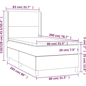 vidaXL - Boxspring - met - matras - stof - donkerbruin - 80x200 - cm
