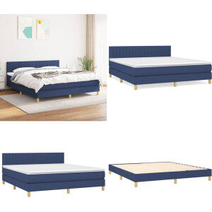 vidaXL Boxspring met matras stof blauw 180x200 cm - Boxspring - Boxsprings - Bed - Slaapmeubel