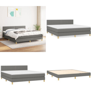 vidaXL Boxspring met matras stof donkergrijs 180x200 cm - Boxspring - Boxsprings - Bed - Slaapmeubel
