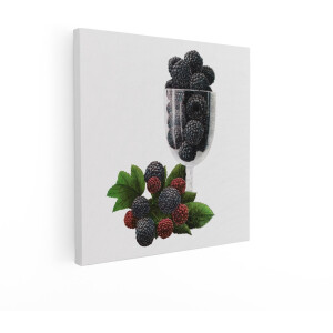 Artaza Canvas Schilderij Bramen - 70x70 cm - Wanddecoratie Vintage Fruit - Muurdecoratie Botanisch - Decoratie Keuken Stilleven