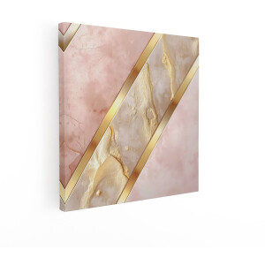 Artaza Canvas Schilderij Abstract - 50x50 cm - Wanddecoratie Goud - Muurdecoratie Marmer - Decoratie Luxe Woonkamer - Roze