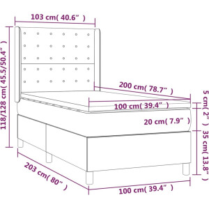 vidaXL - Boxspring - met - matras - stof - taupe - 100x200 - cm