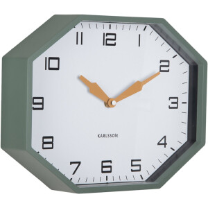 Karlsson - Wandklok Modern Factory Octagon - Jungle green & ochre yellow