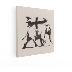 Artaza Canvas Schilderij Kunstwerk van een Olifant met een Bom op Zijn Rug - in Banksy-Stijl - 50x50 cm - Wanddecoratie Woonkamer - Schilderijen - Muurdecoratie