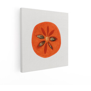 Artaza Canvas Schilderij Kaki - 90x90 cm - Wanddecoratie Fruit Vintage - Muurdecoratie Botanisch - Decoratie Keuken Oranje