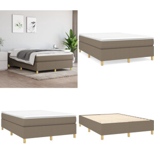 vidaXL Boxspring met matras stof taupe 140x200 cm - Boxspring - Boxsprings - Bed - Slaapmeubel