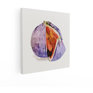 Artaza Canvas Schilderij Vijg - 70x70 cm - Wanddecoratie Keuken - Muurdecoratie Fruit - Decoratie Aquarel Schilderijen Op Canvas