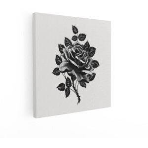 Artaza Canvas Schilderij Roos - 90x90 cm - Wanddecoratie Bloemen - Muurdecoratie Zwart Wit - Decoratie Vintage Schilderijen