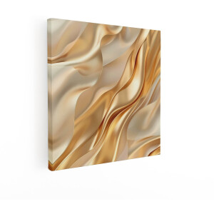 Artaza Canvas Schilderij Luxe Gouden Zijde Stof met Golvende Plooien en Glanzende Highlights - 70x70 cm - Wanddecoratie Woonkamer - Schilderijen - Muurdecoratie
