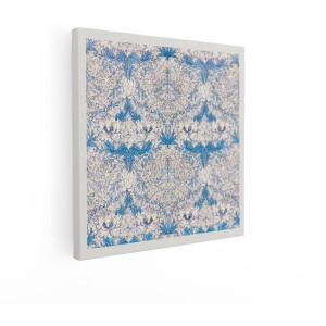 Artaza Canvas Schilderij Klassiek Blauw en Wit Bloemenpatroon met Gedetailleerde Bladeren en Bloemen - 70x70 cm - Wanddecoratie Woonkamer - Schilderijen - Muurdecoratie