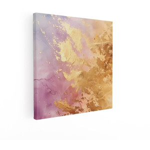 Artaza Canvas Schilderij Abstract - 90x90 cm - Wanddecoratie Goud - Muurdecoratie Modern - Decoratie Pastel Roze