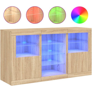 vidaXL - Dressoir - met - LED-verlichting - 123x37x67 - cm - sonoma - eikenkleurig