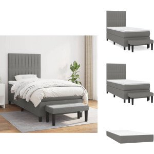 vidaXL Boxspring - Boxsprings - Pocketveringbed - Bed - Boxspring met matras stof donkergrijs 80x200 cm