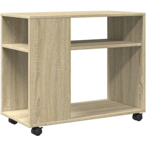 vidaXL Bijzettafel - Met wieltjes - Sonoma Eiken - 70x35x60 cm Bijzettafel - Houten Tafel - Sidetable - Eiken Meubilair - Multifunctionele Tafel