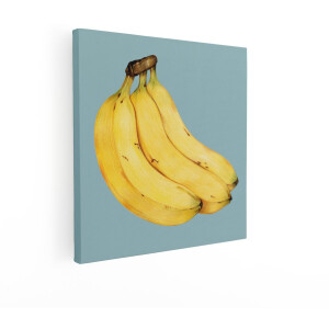 Artaza Canvas Schilderij Bananen - 50x50 cm - Wanddecoratie Keuken - Muurdecoratie Fruit - Decoratie Vintage - Geel