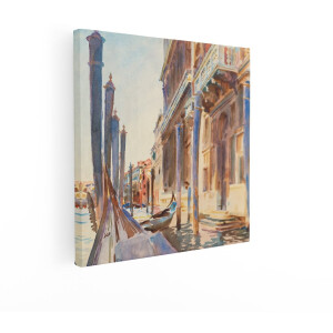Artaza Canvas Schilderij Gracht Venetie - 40x40 cm - Wanddecoratie Italie Aquarel - Muurdecoratie Gondel - Schilderijen Op Canvas