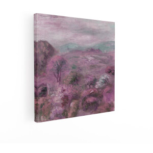 Artaza Canvas Schilderij Natuur Monet - 40x40 cm - Wanddecoratie Heidelandschap - Muurdecoratie Woonkamer - Kamer Accessoires - Paars