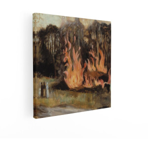Artaza Canvas Schilderij Bos In Brand - 40x40 cm - Wanddecoratie Landschap Simberg - Muurdecoratie Vlammen - Schilderijen Op Canvas Natuur