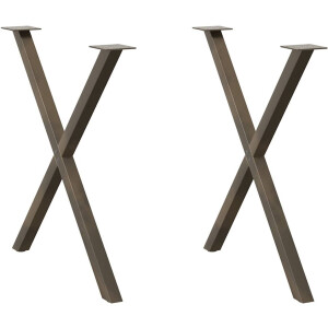 vidaXL - Eettafelpoten - 2 - st - X-vormig - 80x(72-73) - cm - staal - naturel