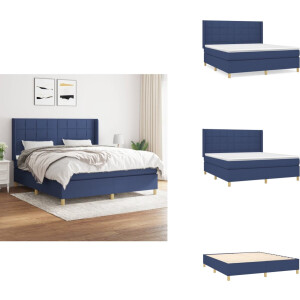 vidaXL Boxspring - Boxsprings - Bed - Slaapmeubel - Boxspring met matras stof blauw 160x200 cm