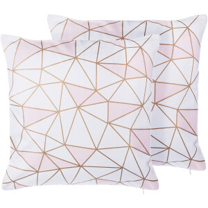 BELIANI CLARKIA - Sierkussen set van 2 - Wit/Roze - 45 x 45 cm - Katoen