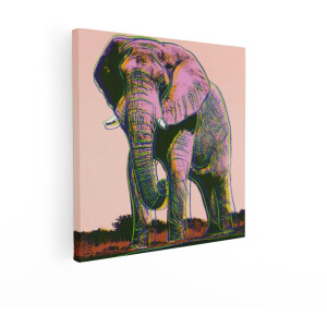 Artaza Canvas Schilderij Andy Warhols Iconische Olifantenkunst in Levendige Popartkleuren - 90x90 cm - Groot - Wanddecoratie Woonkamer - Schilderijen - Muurdecoratie