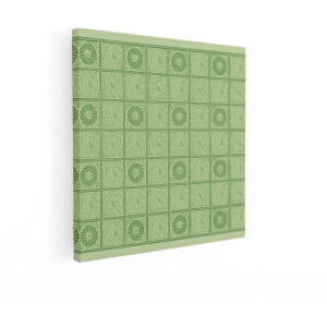 Artaza Canvas Schilderij Bloemenpatroon - 70x70 cm - Wanddecoratie Vintage Tegels - Muurdecoratie Bloemen - Decoratie Groen