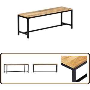 vidaXL Eetbank - 120 cm - Massief Mangohout Industriele Bank - Houten Bank - Mangohouten Bank - Salontafel - Zitbank