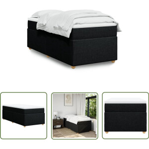 vidaXL Boxspringbed - Boxspring - Boxspring met matras stof zwart 80x200 cm - Matras - Pocketveringmatras - Zwarte Boxspring