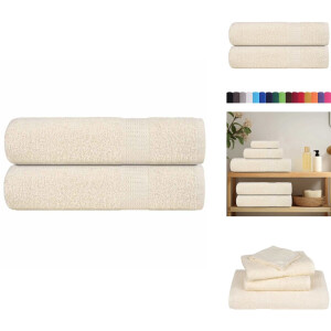 vidaXL Handdoek - Handdoeken - Badhanddoek - Badlaken - Badhanddoeken 2 st 100x150 cm 360 g/m² 100% katoen crèmekleurig