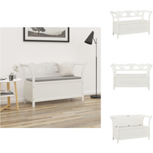 vidaXL Bank - Banken - Bankje - Parkbank - Bankje 107x45x75,5 cm massief vurenhout wit
