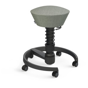 Aeris Swopper - ergonomische bureaukruk - zwart onderstel - grijze zitting - zachte wielen - wol - standaard