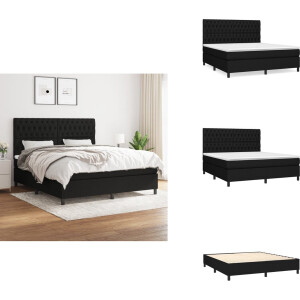 vidaXL Boxspring - Boxsprings - Bed - Slaapmeubel - Boxspring met matras stof zwart 180x200 cm