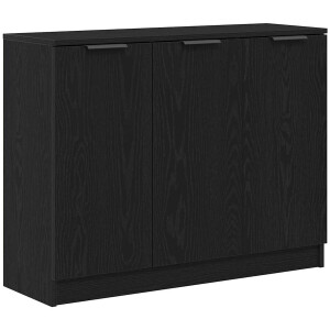 vidaXL - Dressoir - Zwart - Eiken - 90,5 - x - 30 - x - 70 - cm - Bewerkt - hout