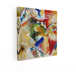 Artaza Canvas Schilderij Abstracte Compositie met Levendige Kleuren en Dynamische Lijnen door Wassily Kandinsky - 40x40 cm - Wanddecoratie Woonkamer - Schilderijen - Muurdecoratie