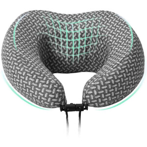 vidaXL - Reiskussen - voor - de - nek - Grijs - Traagschuim - 30 - x - 28 - x - 14 - cm